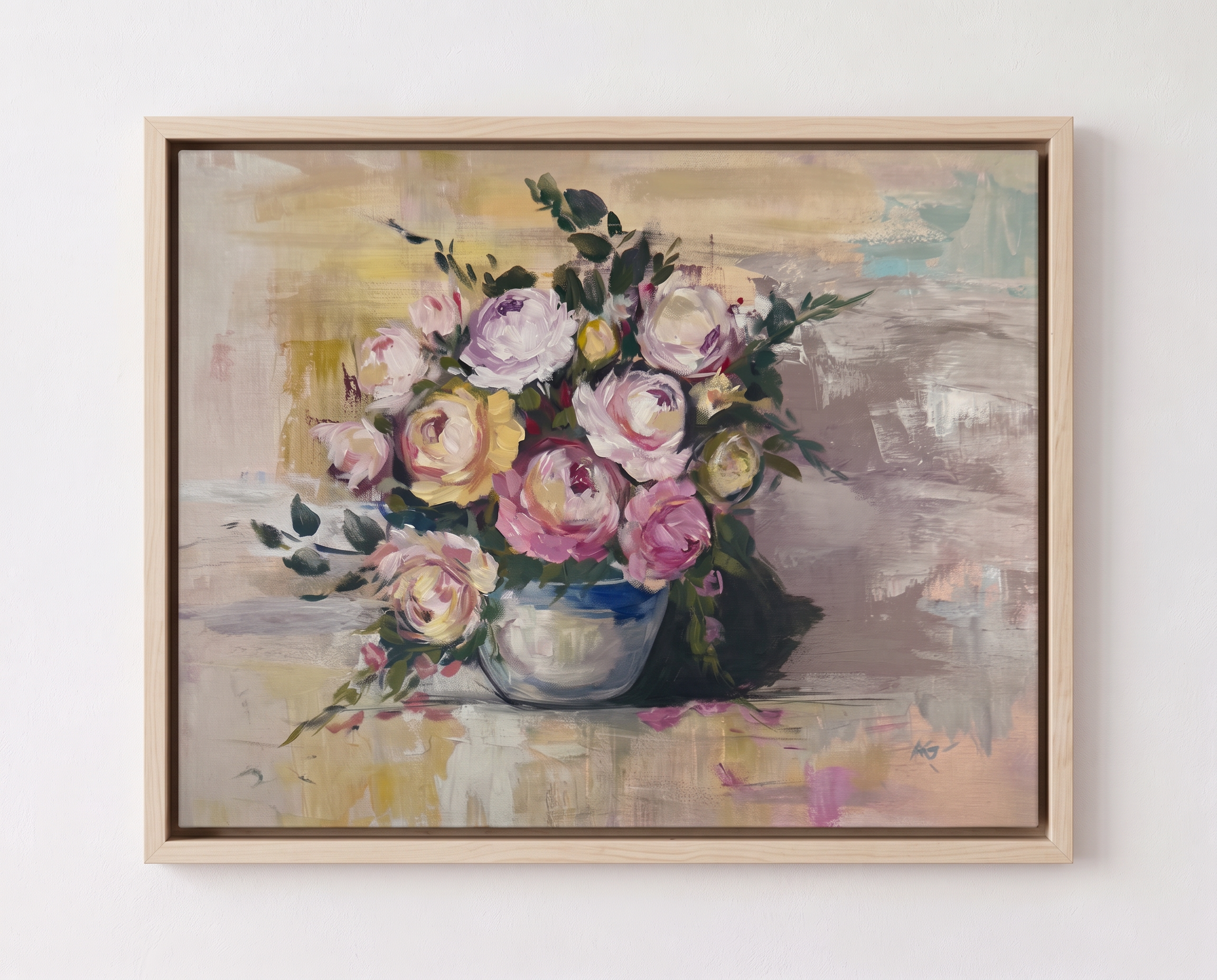 Morning Roses, Acrylic on canvas, 30 × 40 in